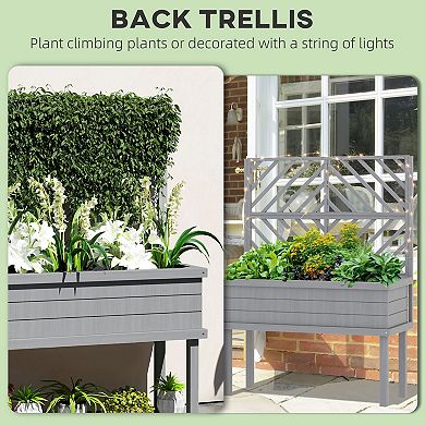 Elevated Trellis Planter Box for Climbing Plants, Flowers and Vegetables