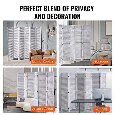 6 Panel Room Divider Folding Screen for Bedroom, Living Room or Workspace