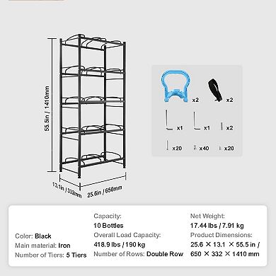 10-Tier Gallon Water Bottle Storage Rack with Handles and Powder-Coated Iron