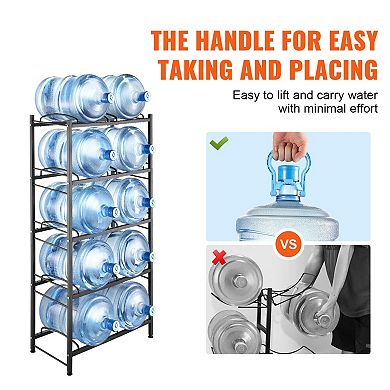 10-Tier Gallon Water Bottle Storage Rack with Handles and Powder-Coated Iron