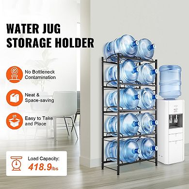10-Tier Gallon Water Bottle Storage Rack with Handles and Powder-Coated Iron