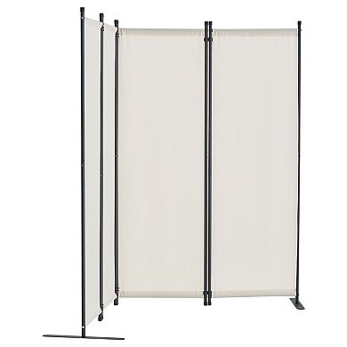 Portable 4-Panel Room Divider with Polyester Fabric for Home or Office Privacy