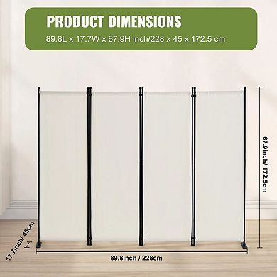 Portable 4-Panel Room Divider with Polyester Fabric for Home or Office Privacy