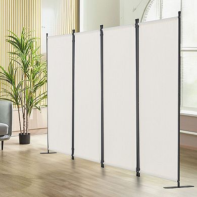 Portable 4-Panel Room Divider with Polyester Fabric for Home or Office Privacy