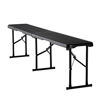 HDPE Folding Bench with Steel Wishbone Legs for Indoor or Outdoor Use