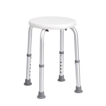 Adjustable Shower Stool for Seniors and Adults with Compact Design and Non-Slip Foot Pads, White