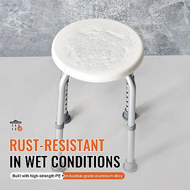 Adjustable Shower Stool for Seniors and Adults with Compact Design and Non-Slip Foot Pads, White