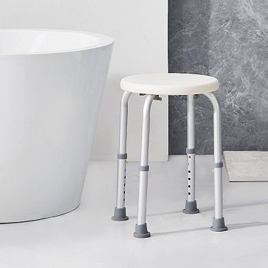 Adjustable Shower Stool for Seniors and Adults with Compact Design and Non-Slip Foot Pads, White
