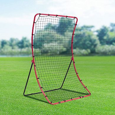 Curved Baseball Rebounder Net, 5-Angle Adjustable Training Net with Target Zones