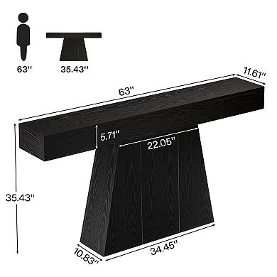 Sofa Console Table with Trapezoid Base, Modern Table for Hallway or Living Room