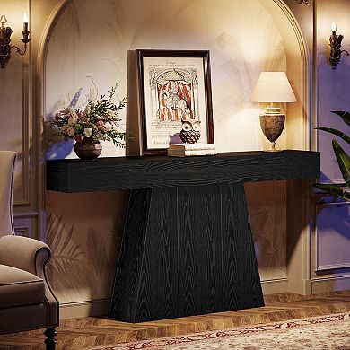 Sofa Console Table with Trapezoid Base, Modern Table for Hallway or Living Room