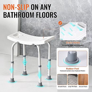 Adjustable Shower Stool with Handles, Height Adjustable Bath Seat for Shower or Tub, White