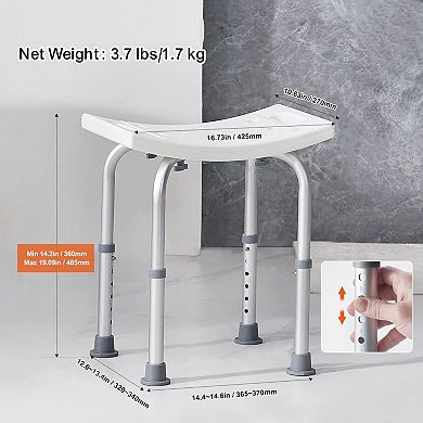 Adjustable Shower Stool with Handles, Height Adjustable Bath Seat for Shower or Tub, White