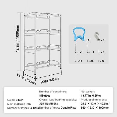Industrial Water Jug Rack for Kitchen, Garage, or Office, Holds 8 Bottles