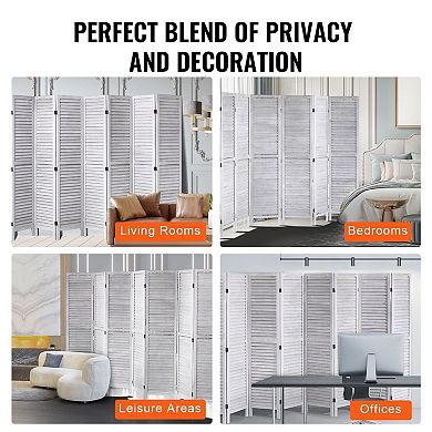 Wood Folding Room Divider Screen 8 Panel, Wide Privacy Divider for Open Floor Plans