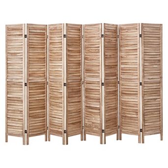 Wood Folding Room Divider Screen 8 Panel, Wide Privacy Divider for Open Floor Plans