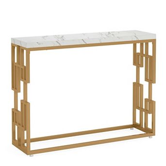 Slim Console Table with Marble Top for Entryway or Behind Couch