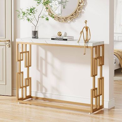 Slim Console Table with Marble Top for Entryway or Behind Couch