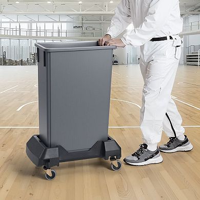 Slim Trash Can Dolly with Foot Pedal and Swivel Casters