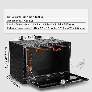 Underbody Truck Storage Box Aluminum for Tools and Gear, Locking Design