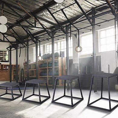 Home Gym Plyometric Jump Box Set, 4 Steel Training Boxes with Multiple Heights