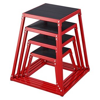 Home Gym Plyometric Jump Box Set, 4 Steel Training Boxes with Multiple Heights