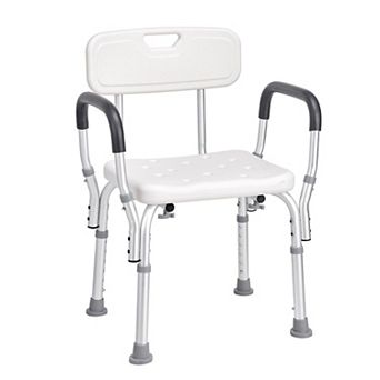 Height-Adjustable Shower Chair with Safe Seating, Reinforced Frame, and Tool-Free Assembly, White