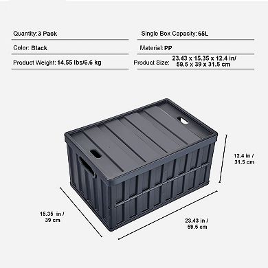 Portable Collapsible Storage Bin 65L for Moving, Camping, or Home Use