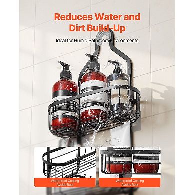 3-Tier Hanging Shower Caddy for Large Storage, Holds Shampoo and Body Wash, Matte Black