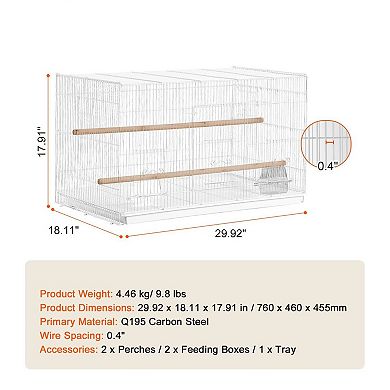 Stackable Bird Cage with Two Feeding Doors for Small Birds and Budgies