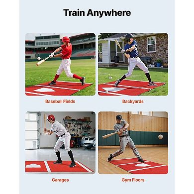 10 ft Baseball Batting and Turf Hitting Mat for Home or Batting Cage Use with Home Plate
