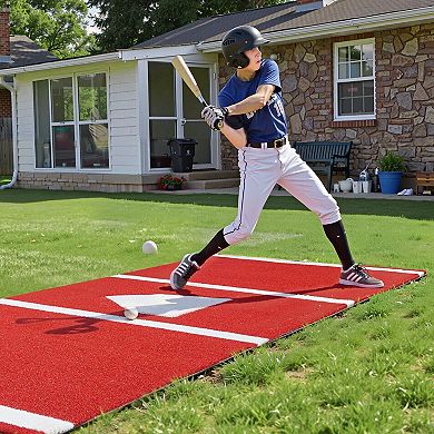 10 ft Baseball Batting and Turf Hitting Mat for Home or Batting Cage Use with Home Plate