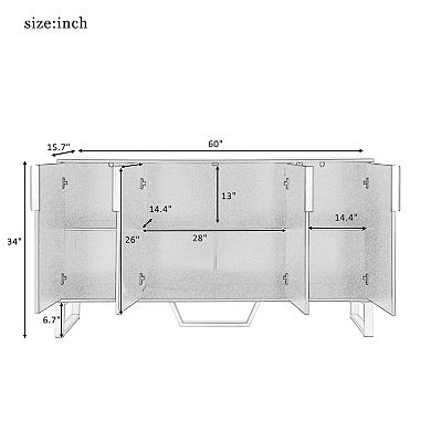Sideboard Cabinet with 4 Doors, Dining Room Buffet Cabinet