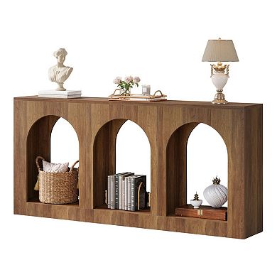 Modern Farmhouse Console Table with Shelves, TV Stand Option