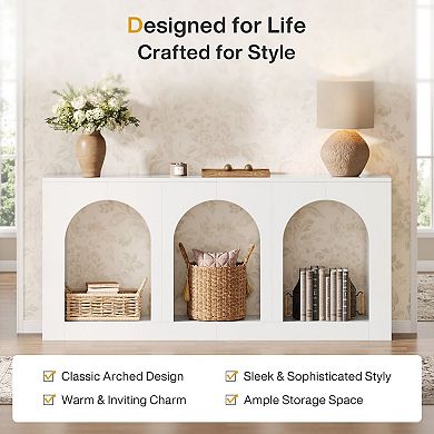 Modern Farmhouse Console Table with Shelves, TV Stand Option