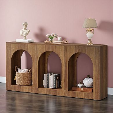 Modern Farmhouse Console Table with Shelves, TV Stand Option