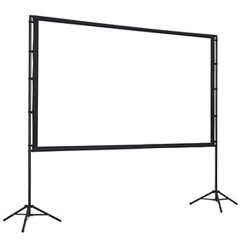 Portable 100-Inch Tripod Projection Screen Foldable Polyester Indoor Outdoor Viewing, Black