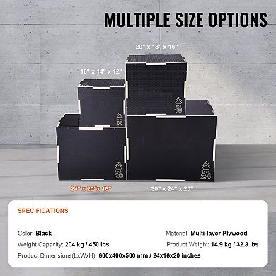 Plyo Box Adjustable Height Multi-Layer Plywood Home Gym Step-Up Squat Jump Box