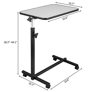 Adjustable Overbed Table with Wheels, Rolling Bedside Laptop Desk and Locking Casters