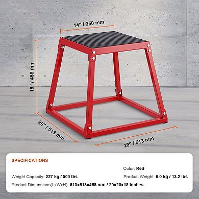 Steel Plyometric Jump Box, Fixed Height Box for Jump Training and Step-Ups