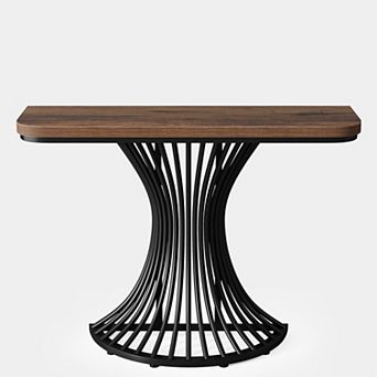 Half Circle Console Table with Metal Frame, Sofa Table for Entryway or Hallway