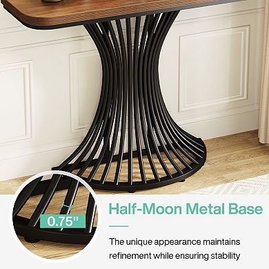 Half Circle Console Table with Metal Frame, Sofa Table for Entryway or Hallway