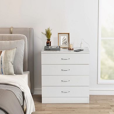 4-Drawer Nightstand Dresser with USB Ports and Power Outlets