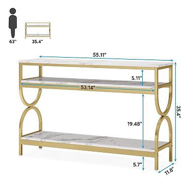 Slim Entryway Table with Open Storage Shelves for Living Room