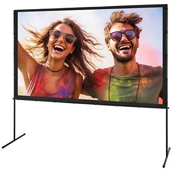 100-Inch Portable Projector Screen with Stand for Indoor and Outdoor Viewing, Black