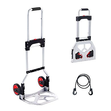 Portable Dolly with Binding Rope and Rubber Wheels for Indoor and Outdoor Use