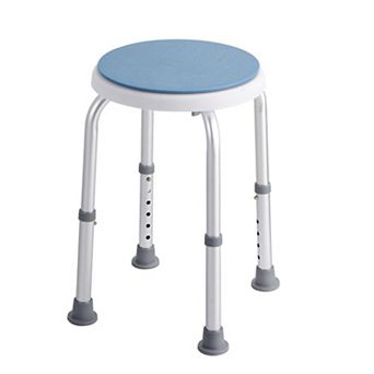 Adjustable Shower Stool for Adults with Non-Slip Foot Pads and Lightweight Aluminum Frame, Blue