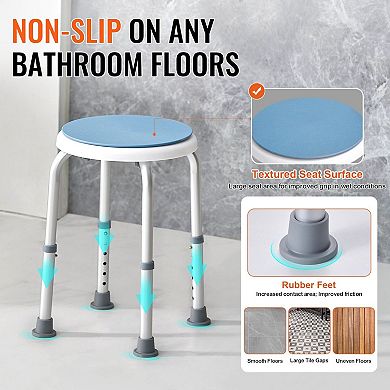 Adjustable Shower Stool for Adults with Non-Slip Foot Pads and Lightweight Aluminum Frame, Blue