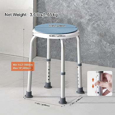 Adjustable Shower Stool for Adults with Non-Slip Foot Pads and Lightweight Aluminum Frame, Blue