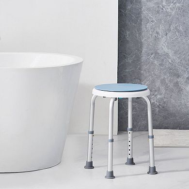 Adjustable Shower Stool for Adults with Non-Slip Foot Pads and Lightweight Aluminum Frame, Blue